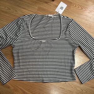 Striped Black and White Long Sleeve Top